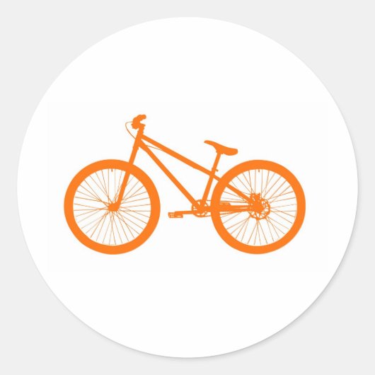 Oranje fiets ronde sticker (Voorkant)
