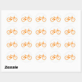 Oranje fiets ronde sticker (Vel)