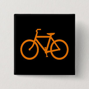 Oranje fiets vierkante button 5,1 cm