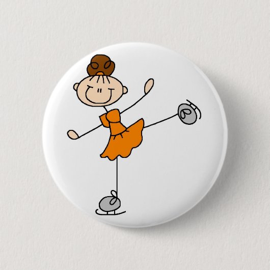 Oranje figuur Skater Button (Voorkant)