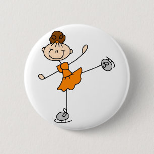 Oranje figuur Skater Button