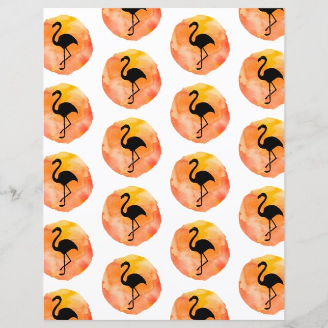 Oranje Flamingo patroon plakboek papier (Voorkant)
