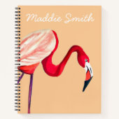 Oranje flamingo waterverf vogelkunst notitieboek (Voorkant)