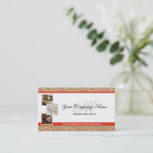 Oranje Floral Bakery Monogram Foto Visitekaartjes (Staand voorkant)