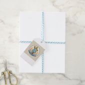 Oranje Floral Cadeaulabel (Met Touw)