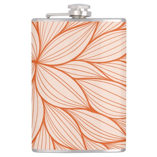 Oranje Floral design Heupfles (Voorkant)