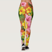 Oranje Floral Leggings (Achterkant)