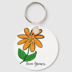 Oranje Floral Love Grows Sleutelhanger