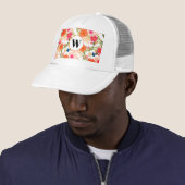 Oranje Floral Monogram Trucker Hat Trucker Pet (In situ)