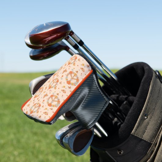 Oranje Floral Patroon Golfheadcover (Insitu)