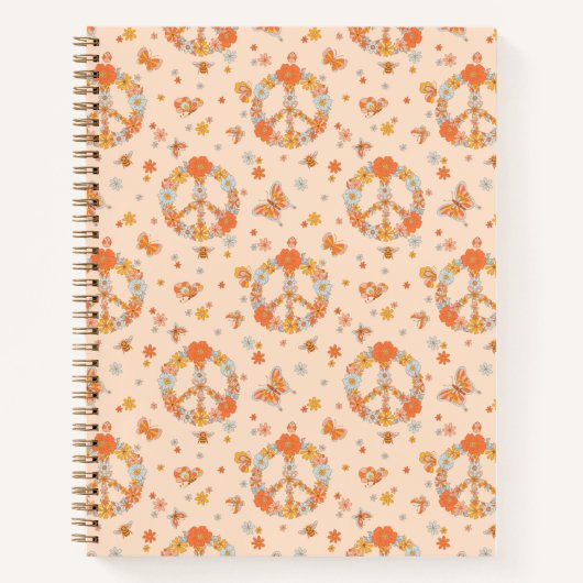 Oranje Floral Patroon Notitieboek (Voorkant)