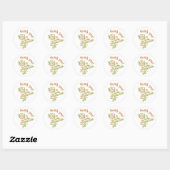 Oranje Floral Ronde Sticker (Vel)