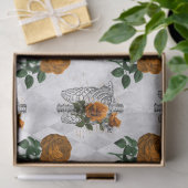 Oranje Floral Skeleton Torsos op witte ontkoppelin Tissuepapier (Geschenk)