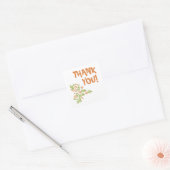 Oranje Floral Vierkante Sticker (Envelop)