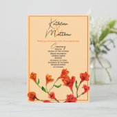 Oranje Floral Waterverf Wedding Programma (Staand voorkant)