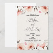 Oranje Floral Wedding Invitations Kaart (Voorkant / Achterkant)