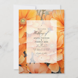 Oranje Floral Wedding Kaart