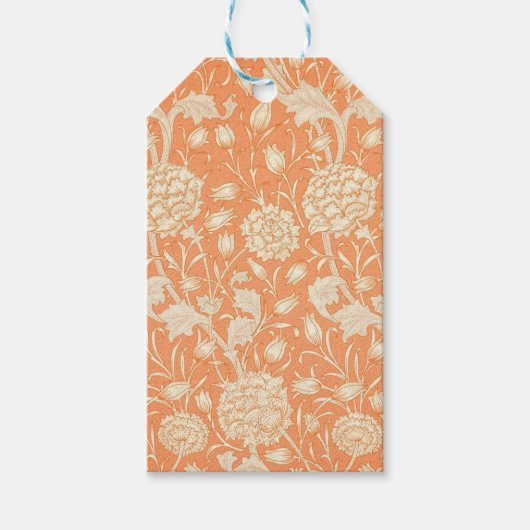 Oranje Floral William Morris Pattern Cadeaulabel (Voorkant)