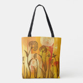 Oranje florale achtergrond draagtas (Achterkant)