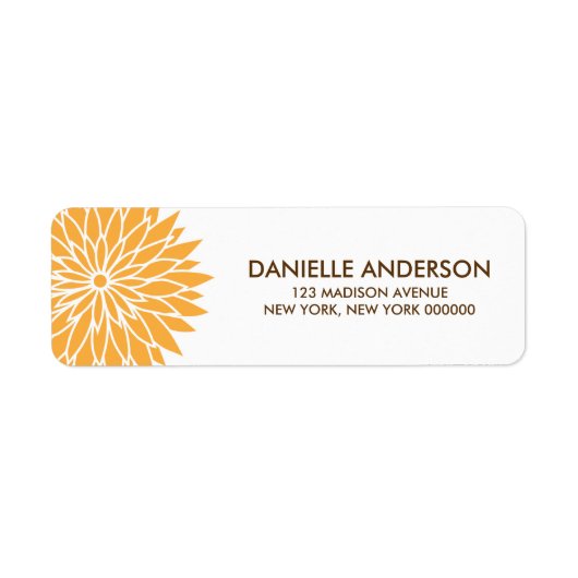 Oranje Flower Address-retourlabels Etiket (Voorkant)