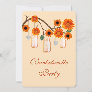 Oranje Flower Mason Jars Bachelorette Party nodigt Kaart