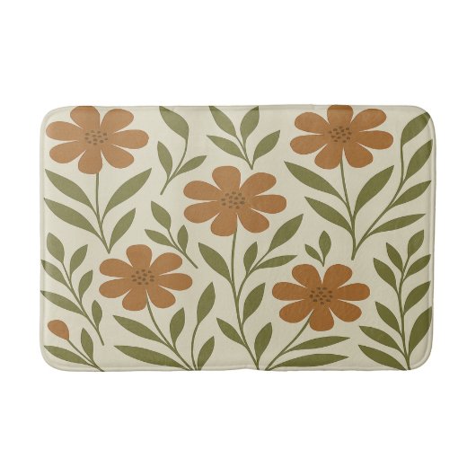 Oranje Flowers Bath Mat (Voorkant)