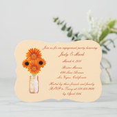 Oranje Flowers Mason Jar Verlovingsfeest Uitnodige Kaart (Staand voorkant)