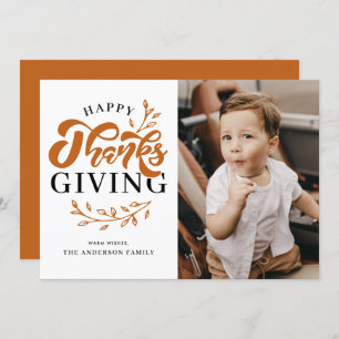 Oranje Foliage Krans Foto Happy Thanksgiving Feestdagenkaart