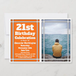 Oranje Foto 21st Birthday Party Invitation Kaart