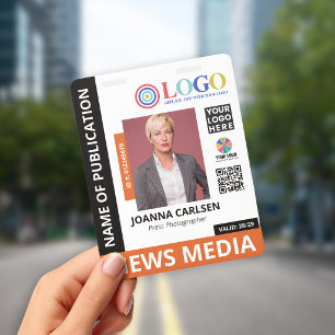 Oranje foto & 3 logo QR-code pers-ID Badge