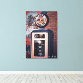 Oranje foto brandstofpomp canvas afdruk (Insitu (Houten vloer))