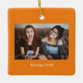 Oranje foto Keepsake Christmas Keramisch Ornament (Voorkant)