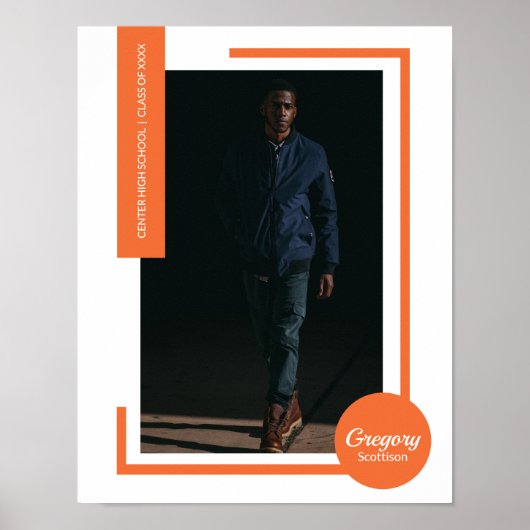 Oranje Foto Modern Afstuderen Poster (Voorkant)