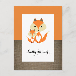 Oranje Fox Burlap Baby shower Uitnodiging Briefkaart