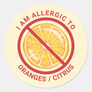 Oranje Fruit Citrus Voedselallergie Bewustzijn Ronde Sticker