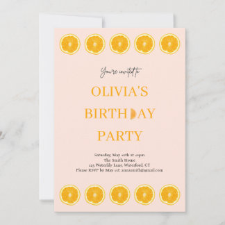 Oranje Fruit Fresh verjaardagsfeest uitnodiging