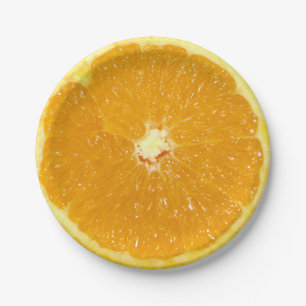 Oranje fruit, vers slice papieren bordje