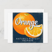 Oranje fruitetiketteringretro briefkaart (Voorkant / Achterkant)