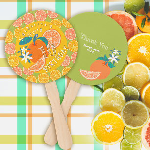 Oranje Fruitige 10de Verjaardag Groen Handwaaier