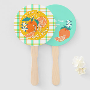 Oranje Fruitige 10de Verjaardag Plaid Handwaaier