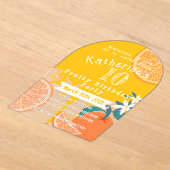 Oranje fruitige verjaardagsuitnodiging acryl uitnodigingen (Laagn)