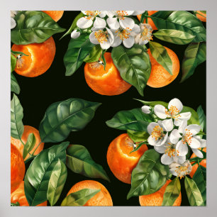 oranje fruitmuur kunst poster