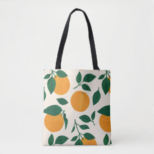 Oranje fruitpatroonillustratie draagtas