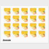 Oranje Fruity Birthday Square Sticker (Vel)