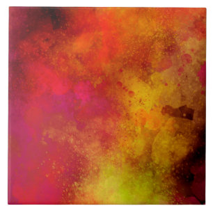 Oranje Galaxy Paint Splatter Effect Tegeltje