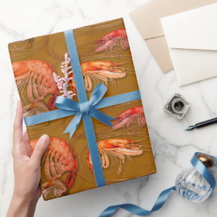 Oranje Garnalen Bruine Schaaldieren Zeevruchten Pa Cadeaupapier