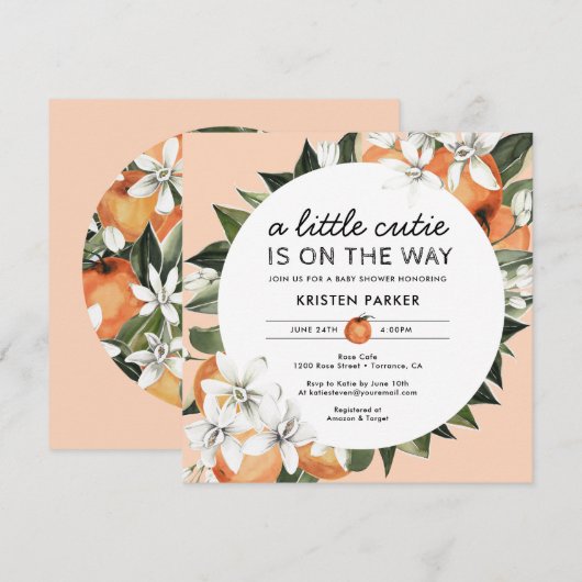 Oranje geacht Baby shower met kleine dijen Kaart (Voorkant / Achterkant)