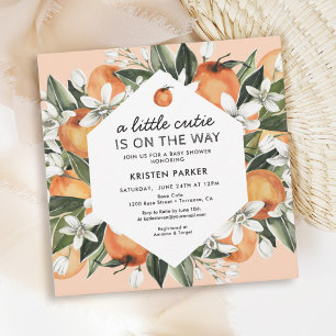 Oranje geacht Baby shower met kleine dijen Kaart