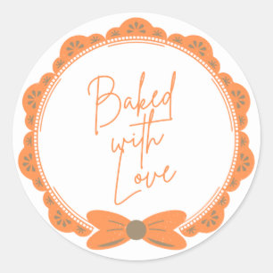 Oranje 'Gebakken Met Liefde' Ronde Sticker
