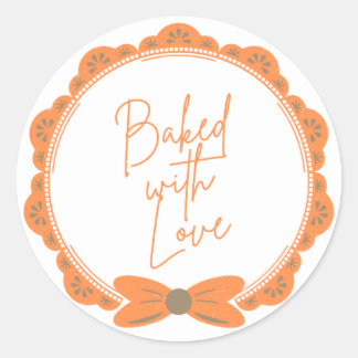 Oranje 'Gebakken Met Liefde' Ronde Sticker